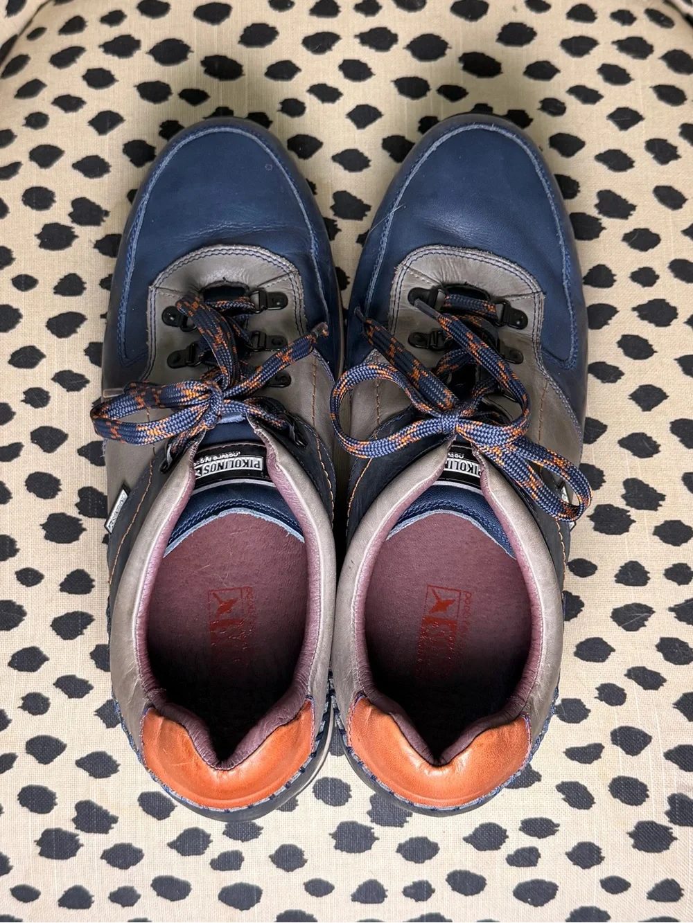Men's Pikolinos Casual Leather Sneakers in Navy and Gray